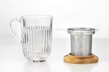 Glazen theekop met RVS filter 360ml - Thee.be