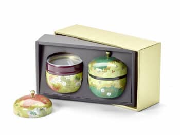 Kleine theeblikjes met Japans design Set Japanse theeblikjes 'Ryokucha' - Thee.be